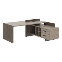 Стол руководителя левый WOOD&STONE СФ-531211 Дрифтвуд Бетон Чикаго темный