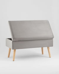 Банкетка Сторми с ящиком велюр серый