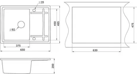 Кухонная мойка GRANULA 6501 Черный