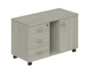 Тумба опорная (мобильная) с 3 ящиками, распашным фасадом и нишей (левая) Wing WN.203.OL.L Дуб светлый