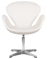 Кресло дизайнерское DOBRIN SWAN (белый кожзам P23, золотое основание)