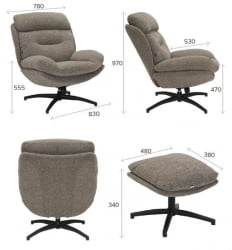 Кресло-реклайнер Everprof Kiwi Ткань Бежевый