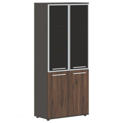 Шкаф комбинированный  с дверьми в металлической раме ЕДИС ЕХCС 85.7 Дуб Денвер темный Белый Мокко / EDIS EHCS