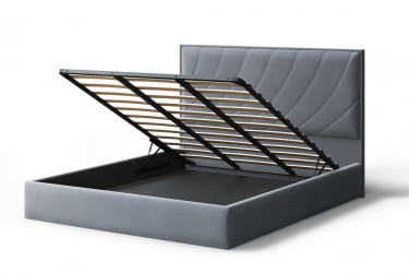 Кровать СОФИЯ 2000*1800мм (без опор), велюр НЕО 25 (серый), (б/основания, б/матраса) / NEO