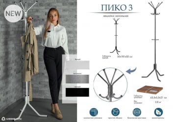 Вешалка для одежды напольная металлическая Пико 3 Черный