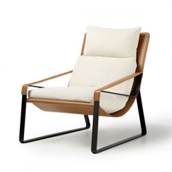 Кожаное кресло ERK-LC03-GY, коричневое, белое