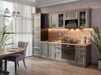 Кухонный гарнитур Амели-3 №1 Черный Оникс серый