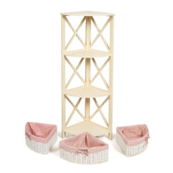 Этажерка Secret de Maison ANGULAIRE 3 ( mod. PE-04 ) paulownia, мдф, 34x34x123см, butter white (слоновая кость), ткань - красная клетка