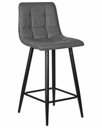 Стул полубарный ДОБРИН ОЛИВИА (черные матовые ножки, серая антрацитовая винтажная экокожа (РУ-08)) / DOBRIN OLIVIA (RU-08))