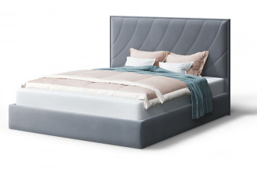 Кровать СОФИЯ 2000*1800мм (без опор), велюр НЕО 25 (серый), (б/основания, б/матраса) / NEO