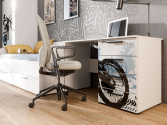 Комплект мебели для детской Мотокросс №2 Серый шелк с фотопечатью