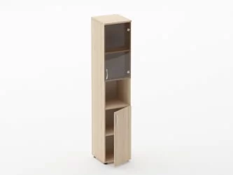 Шкаф высокий со стеклом и нишей Glassy 6.19.14Пр Дуб молочный