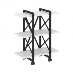 Стеллаж на колесных опорах - 3 полки LOFT  VR.L-MST.K-3.4V Металл черный Белый Бриллиант