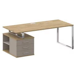 Письменный стол с полками и ящиками СХИФТ СК.СРТ-200 (Л) Тиквуд Светлый/Капучино / SHIFT SK.SRT-200 (L)