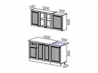 Кухонный гарнитур Хозяюшка 1,5 м Белый/Трюфель