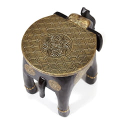 Столик Secret De Maison GOLDEN SLON ( mod. ND-006) дерево манго/латунная чеканка, 40х30х31 см, этническая роспись