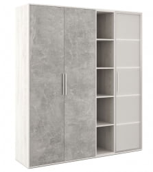 Шкаф высокий 3 створки, с нишей B-TONE BTN36152531 Сосна Бетон светлый Шкаф высокий 3 створки, с нишей B-TONE BTN36152531 Сосна Бетон светлый