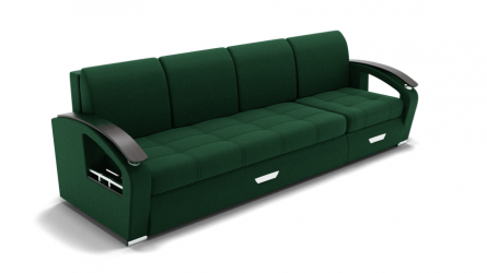 Диван Колизей-2 (ЗР) Цвет фасада: Зеленый; Тип: Левый/правый; Материал фасада: Металл/Велюр