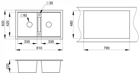 Кухонная мойка GRANULA 8101 Базальт