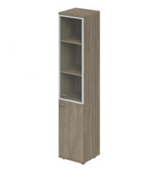 Шкаф высокий со стеклом, задняя стенка ХДФ (правый) Wing WN.702.OD.OD.AL.R Дуб темный