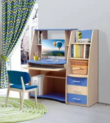 Стол компьютерный №1 Клен/Синий