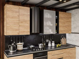 Шкаф кухонный 600 со стеклом (правый) Шервуд ЛД 281.352.000.028 Черный