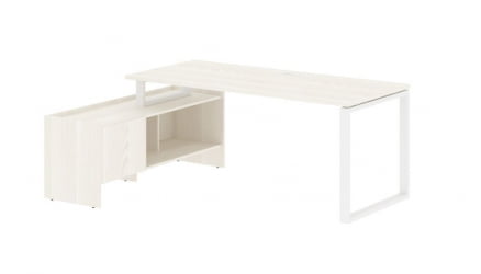 Стол с тумбой ЕДИС ЕКCТ 19814 Ясень Траун Белый / EDIS EQCT