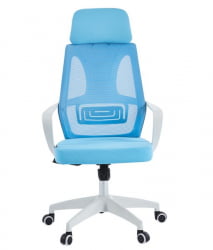 Кресло руководителя CХАИРМАН CХ636 ткань/сетка голубой, белый пластик (М) / CHAIRMAN CH636 (M)