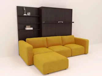 Диван кровать-трансформер Смарт 1 с пуфом 3-в-1 1600 левый Ясень шимо темный