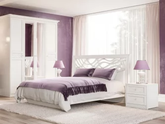 Кровать двуспальная 1600 с подъемным механизмом Джулия с тумбами Белая