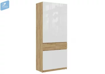 Дизайнерский шкаф ШК-001 БОСТОН дуб крафт золотой/Белый глянец