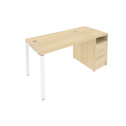 Рабочая станция с опорной тумбой Метал Сйстем Б.РС-СТП -1.2 Акация/Белый / Metal System