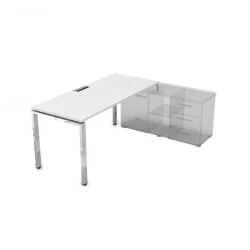 Стол рабочий, прямолинейный три опоры, правый GLOSS LINE НСТП-П.985 Белый Премиум
