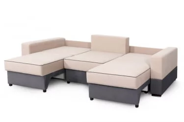 Серый диван из велюра Бостон 2400 Стандарт Бежево-темно-серый