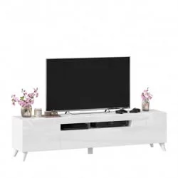 Тумба под ТВ Бруклин 1800 с опорами Белый глянец