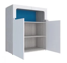 Тумбочка для детской Палермо Юниор 06 Белый глянец Ясень шимо светлый Синий