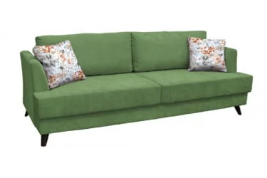 Белый диван Дамаск ТД 211. Лаундж 25 Зеленый/ Фибра 2885/5 Коричневые цветы