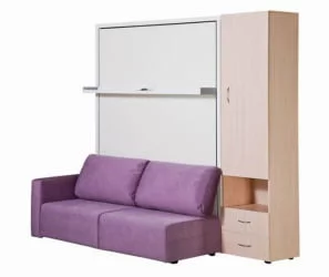 Кровать с подъёмным механизмом Смарт 1 3-в-1 правый 1400 Белая шагрень