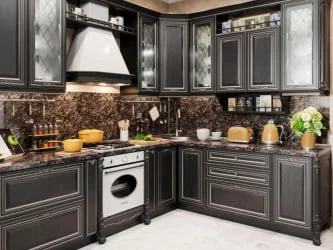 Тумба кухонная 800 с 3 ящиками ЛЮКС (4) Италия ЛД 275.936.000 Черный Дуб темный