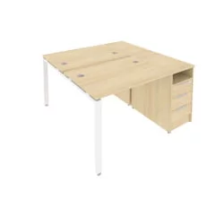 Рабочая станция с опорной тумбой Метал Сйстем Б.РС-СТП-2.1 Акация/Белый / Metal System