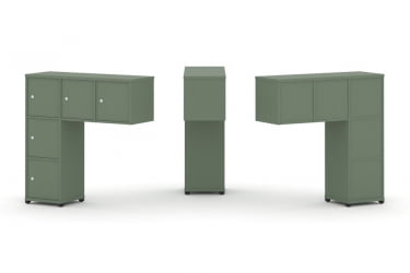 Надставка на стол низкая односторонняя + задняя стенка (5 шт.) + распашной фасад (5 шт.) CONCEPT CN.ONN-007 Кобо Черный металл