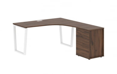 Стол эргономичный с тумбой правый ЕДИС ЕВCЕТ 1518 Р Дуб Денвер темный Белый / EDIS EVCET R