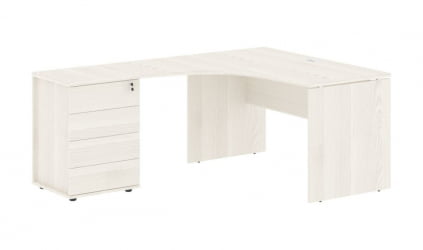 Стол эргономичный с тумбой левый EDIS EDCET 1318 L Ясень Траун Белый