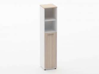 Шкаф 4 узкий  2 полки открытые, 3 полки закрытые Дека 10.19.13Л Туя/Белый / Deka