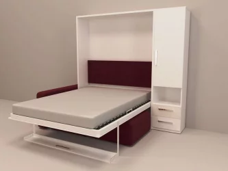 Шкаф-диван-кровать Смарт 1 правый с пуфом 1600 Ясень шимо темный