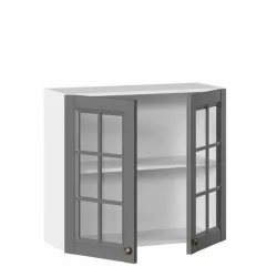 Шкаф кухонный 800 со стеклом Амели-3 ЛД 299.360.000.034 Белый Оникс серый