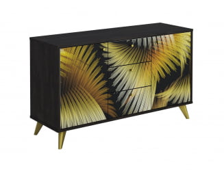 Комод Фьюжн КМ-003 АРТ Угольный камень/GOLDEN FOREST