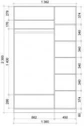 Шкаф-купе Хит-23-14-55 Ясень шимо светлый