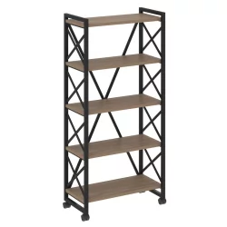 Стеллаж на колесных опорах - 5 полок LOFT VR.L-MST.K-5.8 Металл черный Дуб Аризона