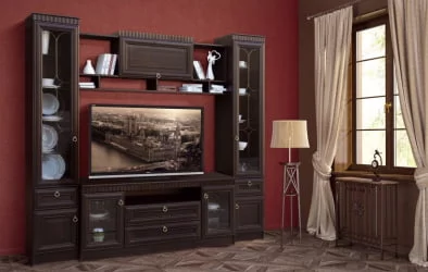 Распашной шкаф в гостиную 604  Денвер темный